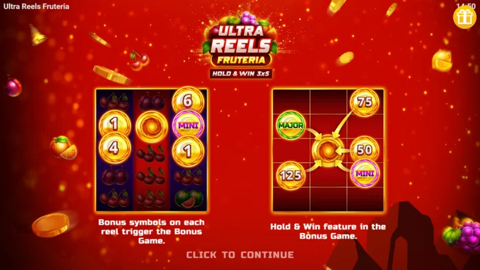 Ultra Reels Fruteria - Startmenü und Start-Button